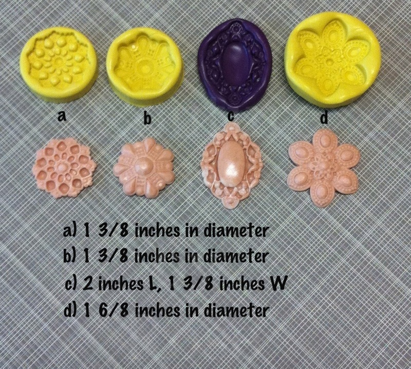 Set of 4 pieces of FDA approved food grade silicone molds for brooches